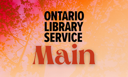 Ontario Library Service Main with Dusk background